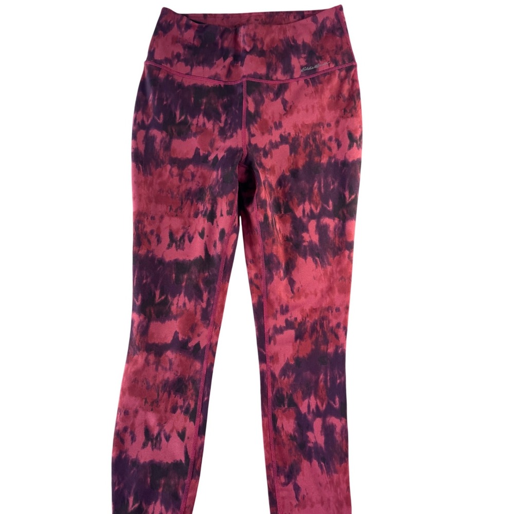 Eddie Bauer Womens Red Purple Tie Dye High Waisted Athletic Leggings Size M